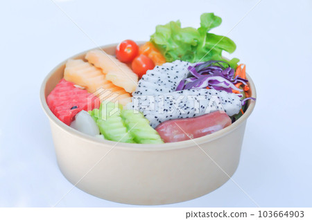 fruit and vegetable salad or cantaloupe, dragon fruit and lettuce salad fruit and vegetable salad or cantaloupe, dragon fruit and lettuce salad 103664903