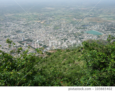 View of Arunachaleshwara Temple from Mount Arunachala, South India View of Arunachaleshwara Temple from Mount Arunachala, South India 103665402