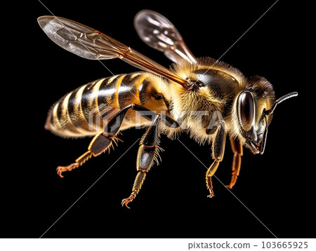 a stunning bee is flying, isolated on transparent background a stunning bee is flying, isolated on transparent background 103665925