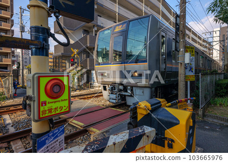 JR West Katamachi Line Umanokuchi Railroad Crossing February 25, 2022 103665976