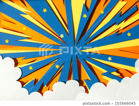 Handmade paper cutout pop art comic background. Cartoon flat style. 103666045