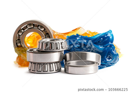 Ball bearing stainless with grease lithium machinery lubrication for automotive and industrial  isolated on white background. 103666225