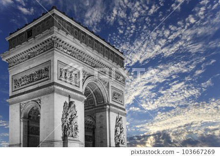 Arc de Triomphe (against the background of very beautiful sky with clouds), Paris, France 103667269
