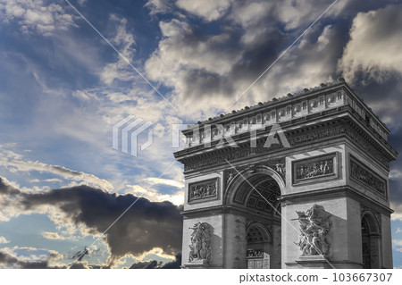 Arc de Triomphe (against the background of very beautiful sky with clouds), Paris, France Arc de Triomphe (against the background of very beautiful sky with clouds), Paris, France 103667307