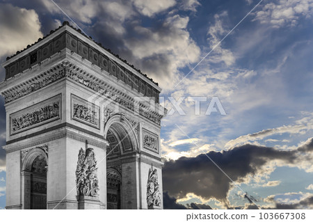 Arc de Triomphe (against the background of very beautiful sky with clouds), Paris, France Arc de Triomphe (against the background of very beautiful sky with clouds), Paris, France 103667308