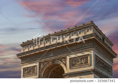 Arc de Triomphe (against the background of very beautiful sky with clouds), Paris, France 103667341