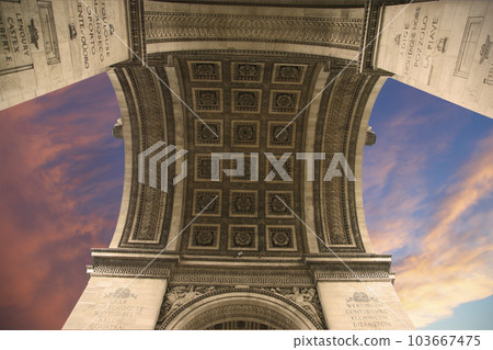 Arc de Triomphe (against the background of very beautiful sky with clouds), Paris, France 103667475
