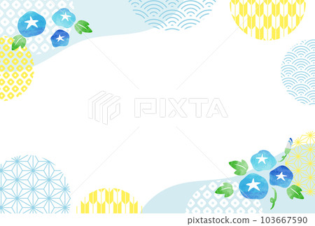 Morning glory, summer greeting card, mid-year gift, summer, Japanese pattern, background, frame 103667590