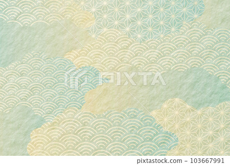 Midsummer summer greeting card Japanese pattern Cloud Japanese paper background Midsummer summer greeting card Japanese pattern Cloud Japanese paper background 103667991