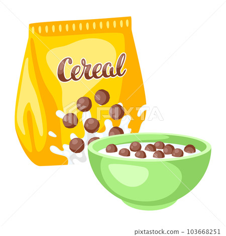 Breakfast cereal illustration. Image of healthy food. 103668251