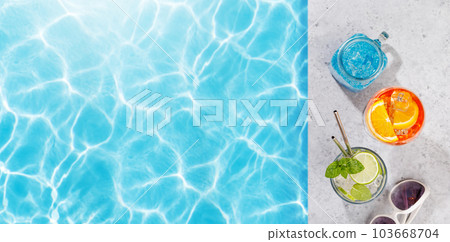 Refreshing cocktails by the pool on a sunny day Refreshing cocktails by the pool on a sunny day 103668704