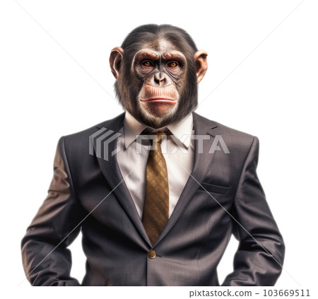 Anthropomorphic Gorilla Wearing a Tie Stock Illustration