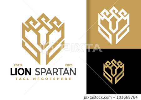 Simple modern lion spartan line art crown logo vector icon illustration Simple modern lion spartan line art crown logo vector icon illustration 103669764