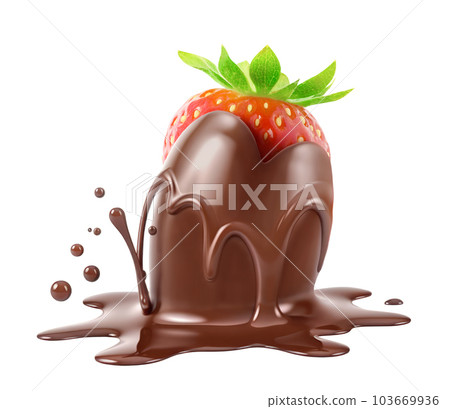 Chocolate dipped strawberry isolated on white background 103669936