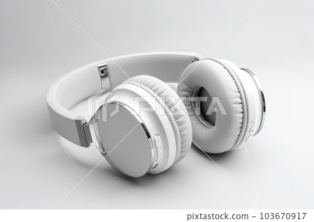 Headphones on a white background. Creative promotional photo earphones. Headphones on a white background. Creative promotional photo earphones. 103670917