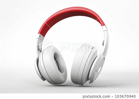 Headphones on a white background. Creative promotional photo earphones. Headphones on a white background. Creative promotional photo earphones. 103670940