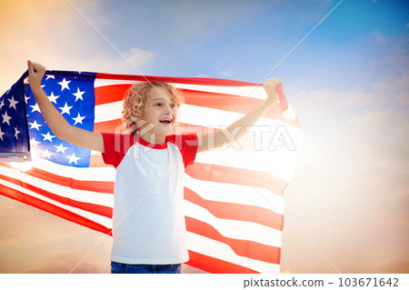 American family celebrating 4th of July 103671642