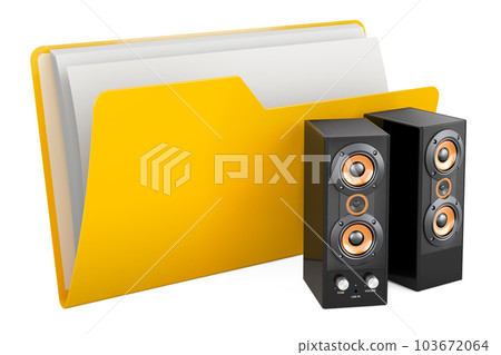 Computer folder icon with computer speakers, 3D rendering 103672064