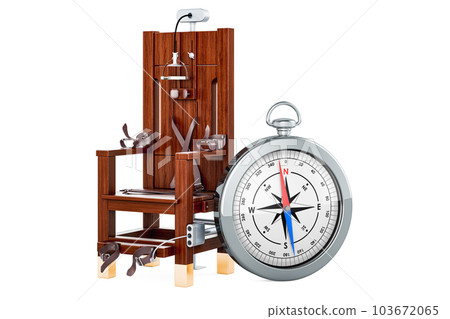 Electric chair with compass, 3D rendering Electric chair with compass, 3D rendering 103672065