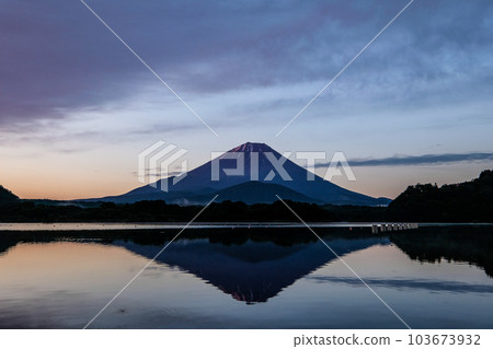 黎明前的精進湖和富士山 103673932