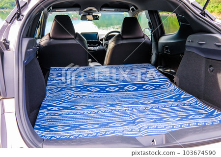 Sleeping in the car in nature Sleeping in the car in nature 103674590