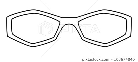 Futuristic Octagon frame glasses fashion accessory illustration. Sunglass front view for Men, women, unisex silhouette 103674840