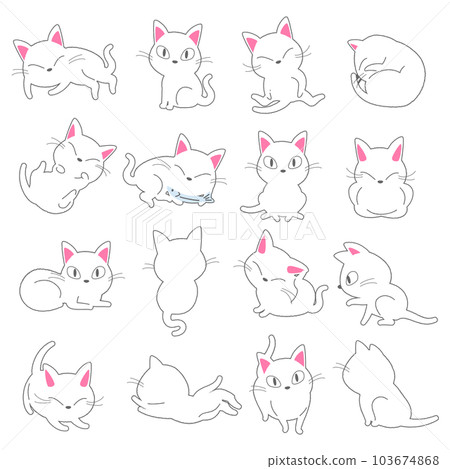 白貓矢量插圖集 白貓矢量插圖集 103674868