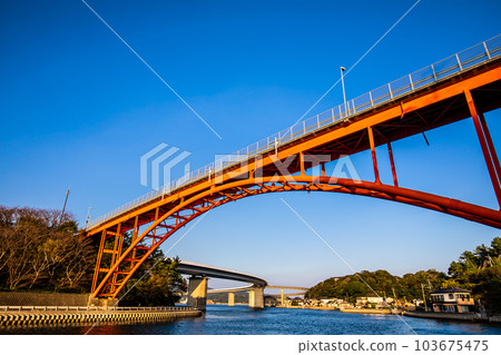 Ushibuka Haiya Ohashi的日落[Amagusa City，Kumamoto Prefecture Ushibuka] 103675475