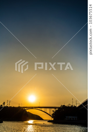 Sunset of Ushibuka Haiya Ohashi [Amagusa City, Kumamoto Prefecture Ushibuka] 103675514