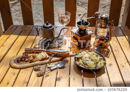 在營地用篝火做飯 103676289