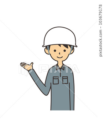 一名指導的男性工人的插圖 103679178
