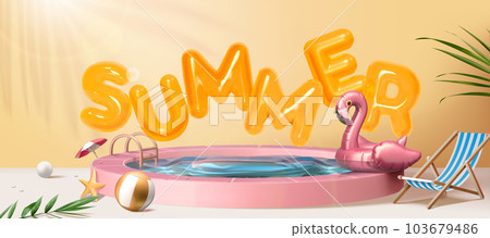 Fancy pool party summer poster 103679486