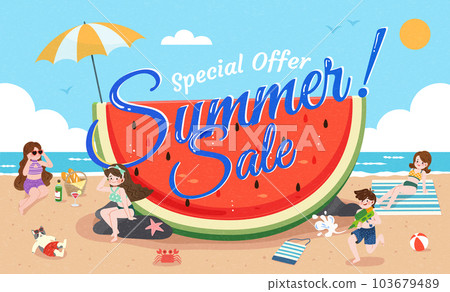Summer beach sale promo poster 103679489