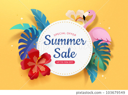 Paper art style summer sale poster Paper art style summer sale poster 103679549