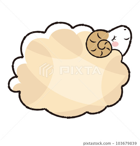 Simple and cute fluffy sheep (sideways) 103679839