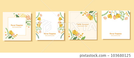 Yellow doodle floral template set Yellow doodle floral template set 103680125
