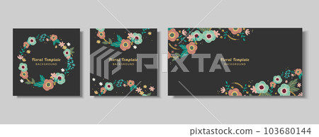 Cute poppy flower template set Cute poppy flower template set 103680144