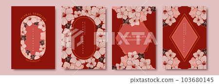Red hibiscus template set 103680145