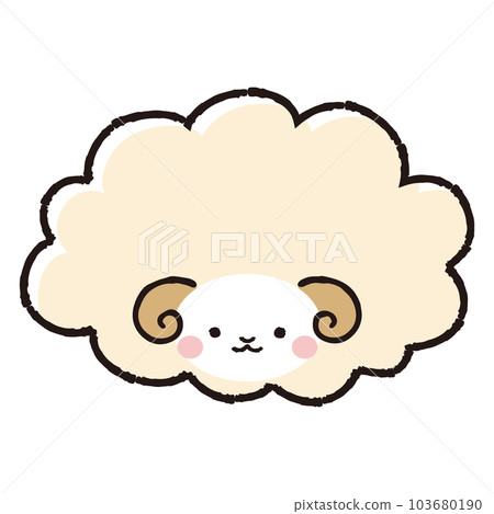 簡單可愛的毛絨絨羊（正面） 103680190