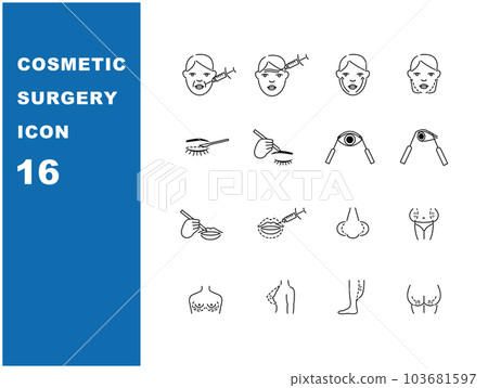 Line icons about cosmetic surgery and dermatology treatment 103681597