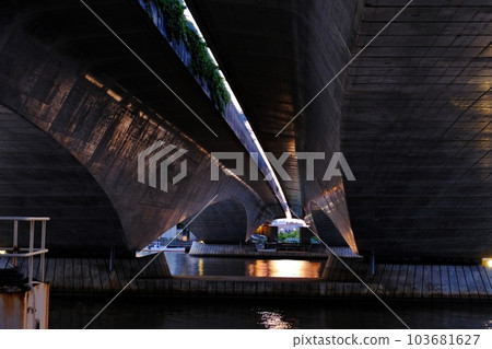 Ryuto Ohashi Bridge at dusk, Niigata City, Niigata Prefecture 103681627