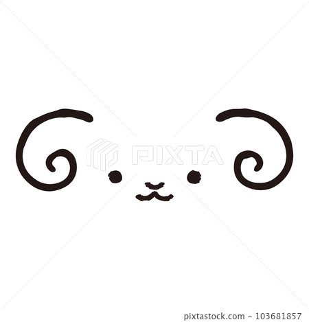 Simple and cute sheep's face (front) black and white Simple and cute sheep's face (front) black and white 103681857