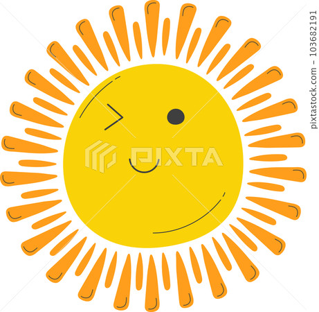 Cute Sun with sunshine. Isolated illustration on transparent background. 103682191