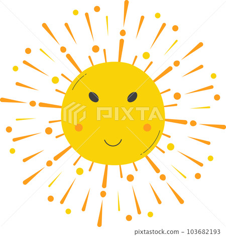 Cute Sun with sunshine. Isolated illustration on transparent background. 103682193