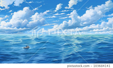 夏天的大海和天空插畫 夏天的大海和天空插畫 103684141