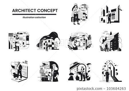 Hand Drawn Architects and Engineers collection in flat style illustration for business ideas 103684263