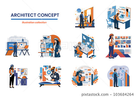 Hand Drawn Architects and Engineers collection in flat style illustration for business ideas Hand Drawn Architects and Engineers collection in flat style illustration for business ideas 103684264