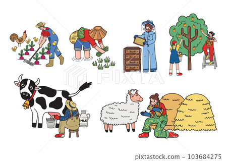 Hand Drawn Urban Farming with Farmers collection in flat style illustration for business ideas Hand Drawn Urban Farming with Farmers collection in flat style illustration for business ideas 103684275