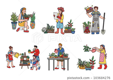 Hand Drawn Urban Farming with Farmers collection in flat style illustration for business ideas Hand Drawn Urban Farming with Farmers collection in flat style illustration for business ideas 103684276