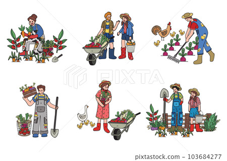 Hand Drawn Urban Farming with Farmers collection in flat style illustration for business ideas 103684277